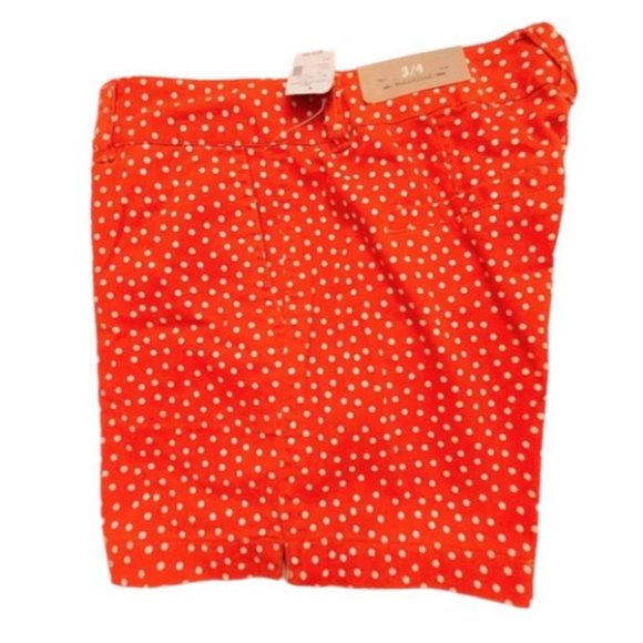 Maurices Orange with White Polka Dot Mid-Rise Shorts Size 3/4 NWT - Picture 2 of 6